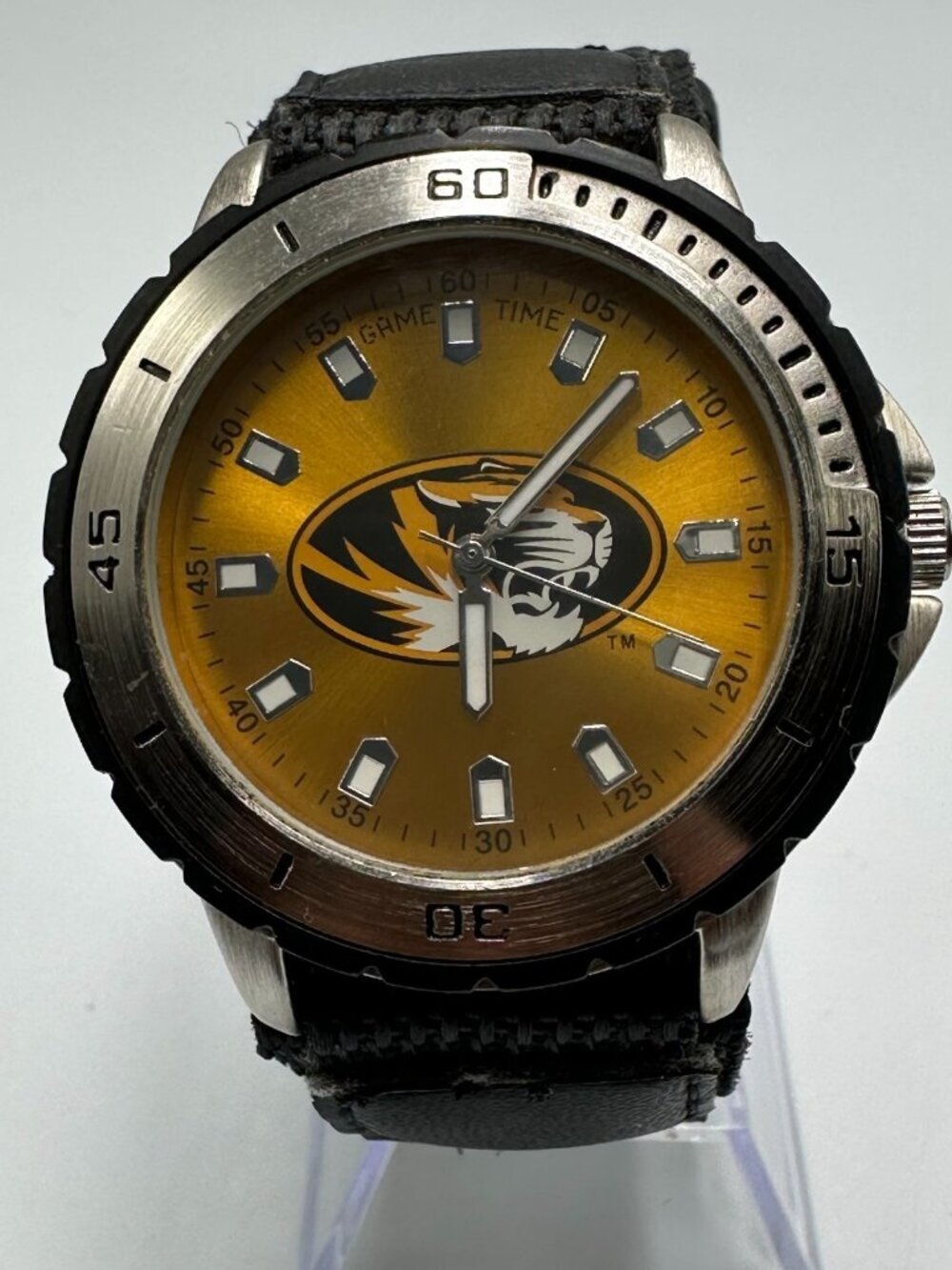 Game Time Missouri Tigers Watch Mens 41mm Case Black  Nylon Band New Battery